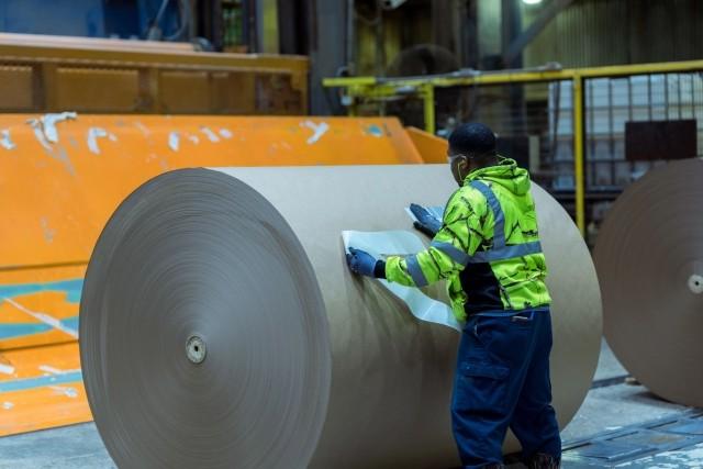 Worker with paper roll